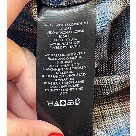 Free People Womens Sz 12 Black Blue High Waist Wide Leg Plaid Jules Pants NWT - Picture 11 of 11